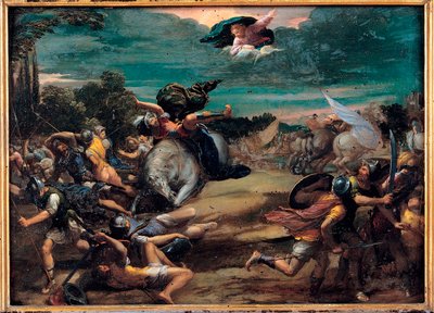 La Conversion sur le chemin de Damas (Św. Paweł) - Nawrócenie w drodze do Damaszku - Obraz Ippolito Scarsellino (Scarsella) (1551-1620), Olej na drewnie 1590-1595 (39x55 cm) - Musei Capitolini, Rzym autorstwa Ippolito Scarcella