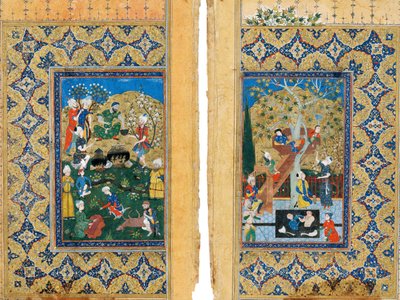 Piknik. Miniatura z Yusufa i Zulaikha Legenda o Józefie i żonie Potyfara autorstwa Jami autorstwa Iranian Master