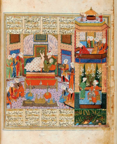 Doskonałość małżeństwa Khusraw i Shirin Miniatura z cyklu Ośmiu poetów autorstwa Iranian Master
