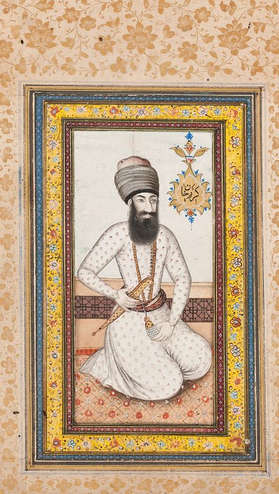 Portret Karima Khana Zanda, jednego z pary z Nadirem Shah, Qajar Iran autorstwa Iranian School