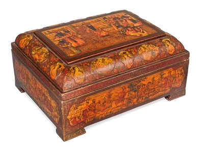 Kajar Casket (Lankkurel Papir-Mache) (C również 202-6) autorstwa Iranian School