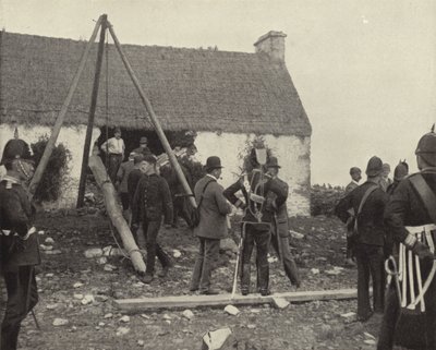 Scena eksmisji (zdjęcie czarno-białe) autorstwa Irish Photographer