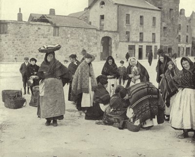 Targ rybny, Galway (zdjęcie czarno-białe) autorstwa Irish Photographer
