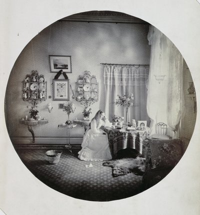 Wnętrze domu w Muckross, ok. 1865 r. (odbitka albuminowa) autorstwa Irish Photographer