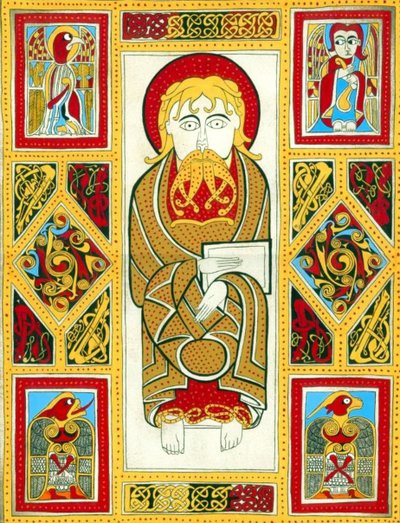ilustracja z Księgi z Kells, 800 (iluminacja) autorstwa Irish School