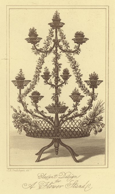 Eleganckie wzornictwo na kwietnik (grawerunek) autorstwa Isaac (after) Cruikshank
