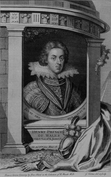 Henryk (1594-1612) Książę Walii, rycina George Vertue (1684-1756) (grafika) autorstwa Isaac (after) Oliver