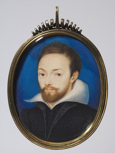 Portret mężczyzny, ok. 1615 (akwarela na kartonie w późniejszej srebrnej złoconej oprawie) autorstwa Isaac (after) Oliver