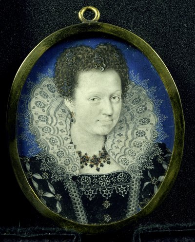 Portret kobiety, ok. 1600-17 (pergamin, metal i szkło) autorstwa Isaac (attr. to) Oliver