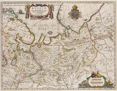 Mapa Rosji Z: części północnej i wschodniej, lata 30. XVI wieku autorstwa Isaac Abrahamsz. Massa