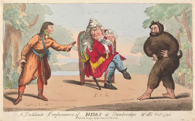 Eine Delitanti-Aufführung von Midas in Turnbridge Wells, Oktober 1792 autorstwa Isaac Cruikshank