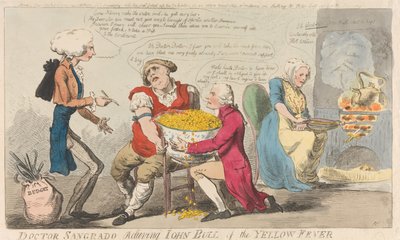 Doktor Sangrado befreit John Bull vom Gelbfieber autorstwa Isaac Cruikshank