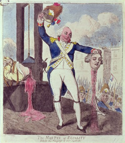 Męczennik równości: Behold the Progress of our System, wyd. S.W. Fores, 1793 autorstwa Isaac Cruikshank