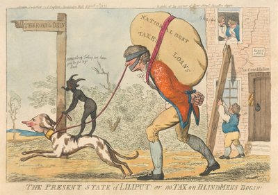 Der gegenwärtige Zustand von Liliput oder Keine Steuer auf Blindenhunde autorstwa Isaac Cruikshank