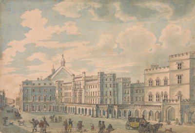 Widok na Izbę Lordów i Izbę Gmin ze Starego Dziedzińca Pałacowego autorstwa Isaac Cruikshank