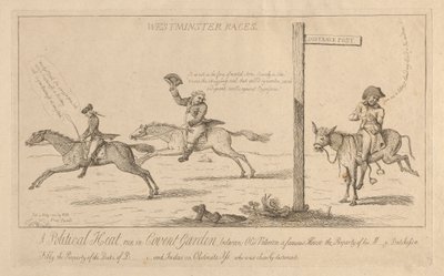 Westminster Races, polityczny wyścig w Covent Garden autorstwa Isaac Cruikshank