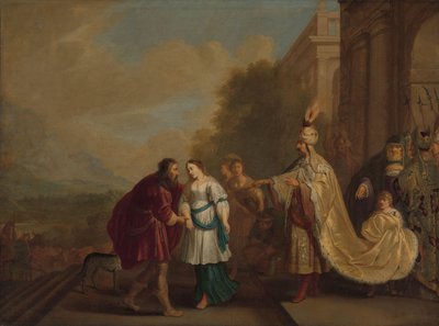 Faraon zwraca Sarę Abrahamowi autorstwa Isaac Isaacsz