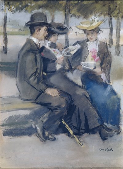 W Bois de Boulogne pod Paryżem autorstwa Isaac Israels (signed by artist)