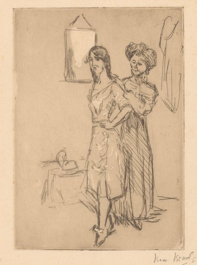 Młoda kobieta u kapelusznika U modniarki (tytuł na obiekcie) autorstwa Isaac Israels (signed by artist)
