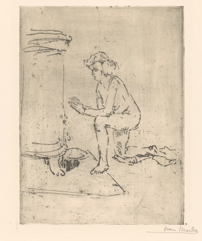 Klęczący model do pieca autorstwa Isaac Israels (signed by artist)