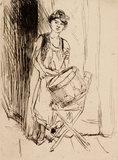 Dama z bębnem (akwaforta) autorstwa Isaac Israels