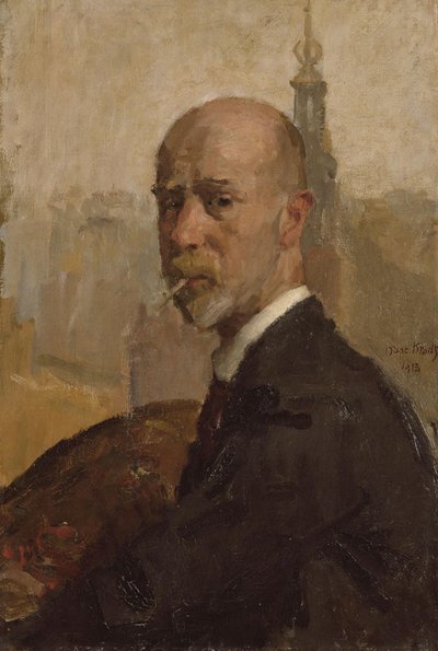 Autoportret z Wieżą Menniczą autorstwa Isaac Israels