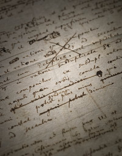 Dwie strony poprawek do Principia Mathematica autorstwa Isaac Newton