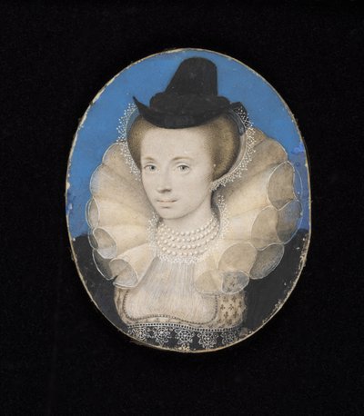 Nieznana dama, ok. 1595-1600 (akwarela na welinie ułożona na kartonie) autorstwa Isaac Oliver