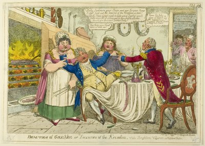 Beauties of Grease [zmienione na] Greece - or - Luxuries of the Kremlin. Vide Brighton Vagaries. A Kitchen Frolic. autorstwa Isaac Robert Cruikshank