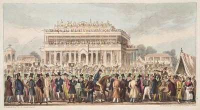 Tor wyścigowy Doncaster podczas Great St. Leger Race, 1824, z The English Spy, wyd. 1824 (grawerowanie ręcznie kolorowane) autorstwa Isaac Robert Cruikshank