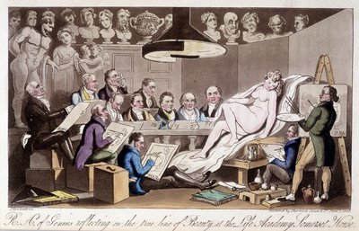 Zajęcia z rysunku dla dorosłych. W „The English Spy” Charlesa Molloya Westmacotta. Rysunek autorstwa Roberta Guikshand autorstwa Isaac Robert Cruikshank