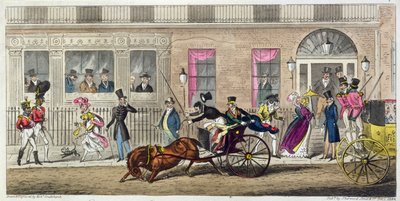 Zewnętrzna część hali handlarzy ryb, regularne załamanie, 1824 (akwatinta) autorstwa Isaac Robert Cruikshank