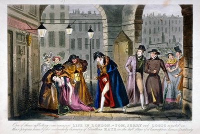 Scena w Covent Garden, Westminster, Londyn, 1830 autorstwa Isaac Robert Cruikshank