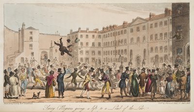 Surrey Collegiians podnoszący kończynę prawa, z The English Spy, opublikowanej w Londynie, 1824 autorstwa Isaac Robert Cruikshank