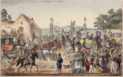 Przylot, czyli zachodnie wejście do Cockney Land (kolorowy grawerunek) autorstwa Isaac Robert Cruikshank