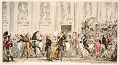 Bal Cypriana w Argyle Rooms, z The English Spy, wyd. 1824 (grawerowanie ręcznie kolorowane) autorstwa Isaac Robert Cruikshank