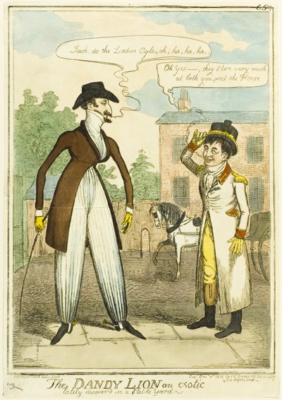 Egzotyczny lew Dandy odkryty niedawno na podwórku stajni autorstwa Isaac Robert Cruikshank