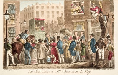 Wielki Aktor, czyli Pan Punch w całej swojej Chwale, z The English Spy, wyd. 1824 (grawerowanie ręcznie kolorowane) autorstwa Isaac Robert Cruikshank