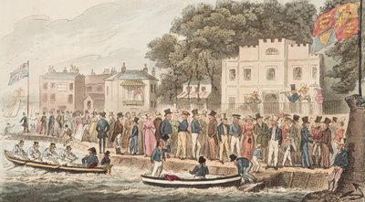 The Promenade at Cowes, z The English Spy, wyd. 1824 (grawerowanie ręcznie kolorowane) autorstwa Isaac Robert Cruikshank