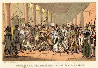 Na zewnątrz Opery w nocy autorstwa Isaac, Robert and George Cruikshank