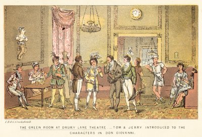 Sala Zielona w Teatrze Drury Lane autorstwa Isaac, Robert and George Cruikshank