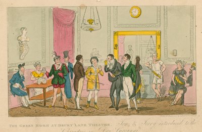 The Green Room w Drury Lane Theatre w Londynie autorstwa Isaac, Robert and George Cruikshank