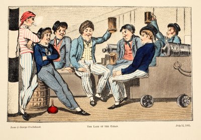 The Lads of the Ocean, 1805 (ręcznie barwiony grawerunek) autorstwa Isaac, Robert and George Cruikshank