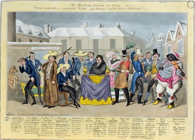 The Mathew-Orama for 1824, pub. by G. Humphrey, 1824 (akwaforta kolorowa) autorstwa Isaac, Robert and George Cruikshank