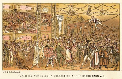 Tom, Jerry i Logic w postaciach podczas Wielkiego Karnawału autorstwa Isaac, Robert and George Cruikshank