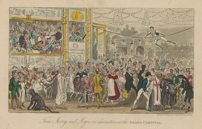 Tom Jerry i Logic w postaciach na wielkim karnawale autorstwa Isaac, Robert and George Cruikshank
