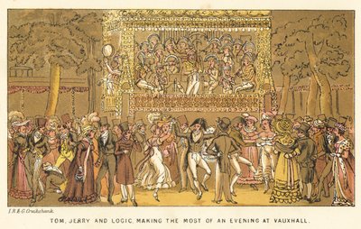 Tom, Jerry i Logic maksymalnie wykorzystają wieczór w Vauxhall autorstwa Isaac, Robert and George Cruikshank