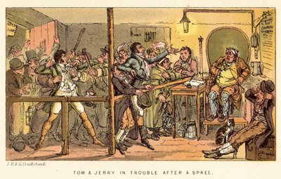 Tom i Jerry mają kłopoty po szaleństwie autorstwa Isaac, Robert and George Cruikshank