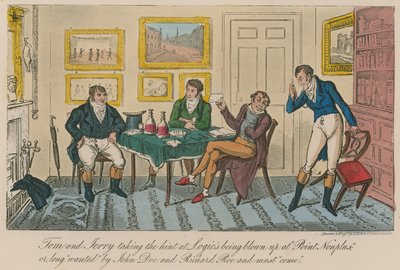Tom i Jerry rozumieją, że Logic jest wysadzony w powietrze w „Point Nonplus” autorstwa Isaac, Robert and George Cruikshank