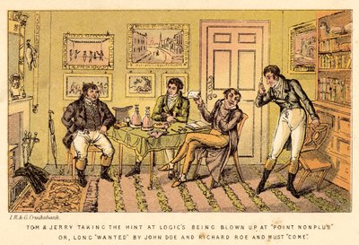 Tom i Jerry rozumieją aluzję, że Logics wysadzili w powietrze w Point Nonplus, czy od dawna poszukiwani przez Johna? autorstwa Isaac, Robert and George Cruikshank